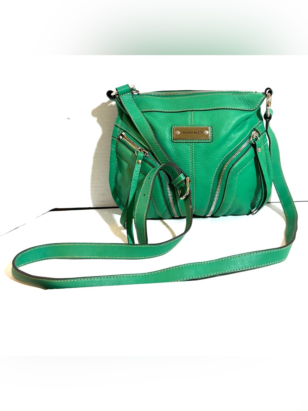 Francesco Biasia Emerald Green Leather Crossbody Bag